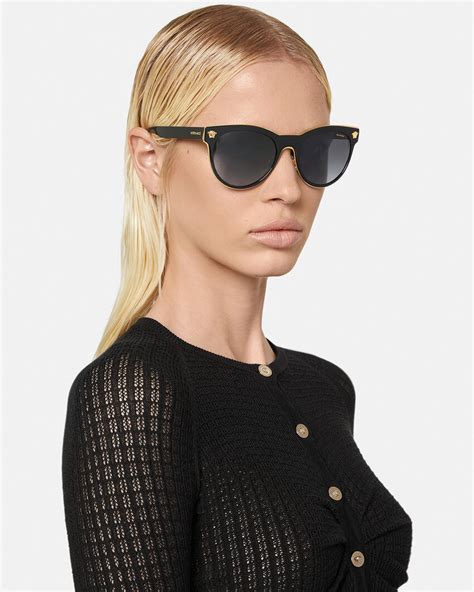 versace medusa charm sunglasses black|versace 60mm embellished oval sunglasses.